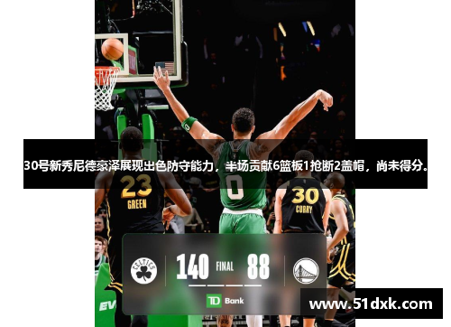 30号新秀尼德豪泽展现出色防守能力，半场贡献6篮板1抢断2盖帽，尚未得分。